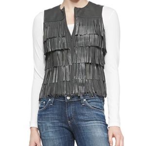 CUSP/Neiman. Marcus Leather Fringe Vest- Sz Small